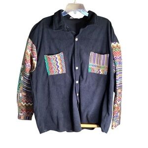 Hoooyi Aztec Cowboy Western Corduroy Button Down